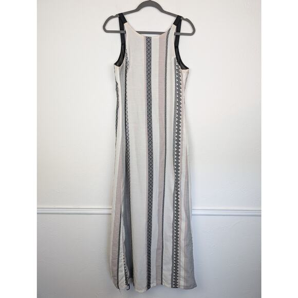 The Odells Maxi Dress Esmera Striped Lagenlook Boho Monochrome Black Gray Size S - Picture 4 of 14